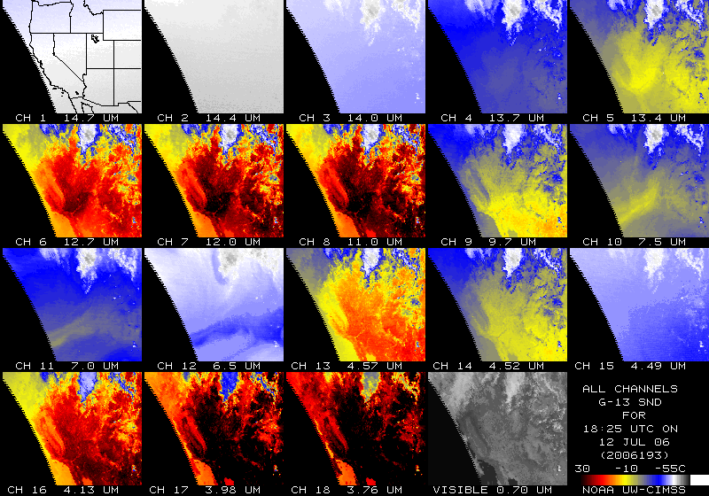 GOES-13 Sounder images for all 19 bands