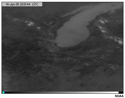 This image shows cumulus clouds viewed with the GOES-8 3.9 micron shortwave infrared channel during daytime