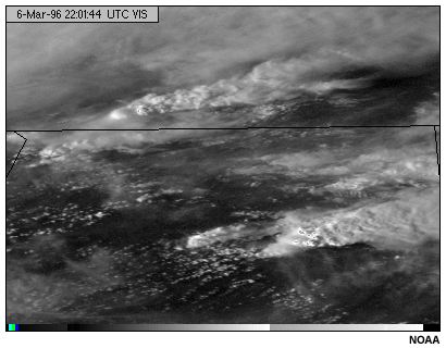 This image shows cirrus clouds viewed with the GOES-8 visible channel.