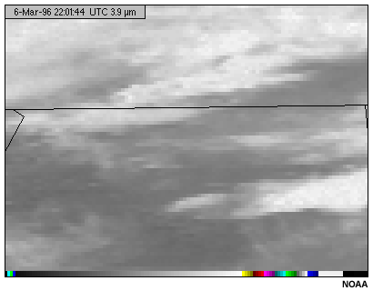 This image shows cumulonimbus clouds using the GOES-8 visible channel