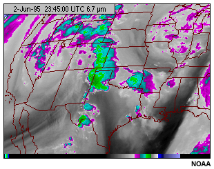 An image taken over North America with the GOES-8 6.7 water vapor channel