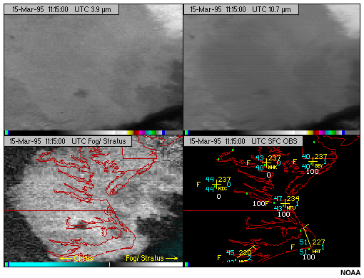 This image shows fog with the GOES-8 10.7 micron longwave infrared window channel