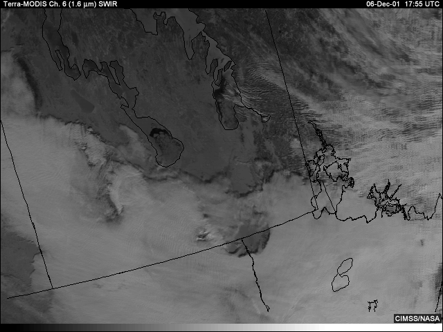 SWIR 1.6-micrometer image over Manitoba and the northern U.S.
