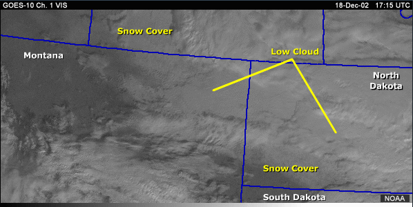 GOES vis image of the Northern Plains showing clouds