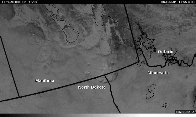 Vis image over Manitoba and the northern U.S.