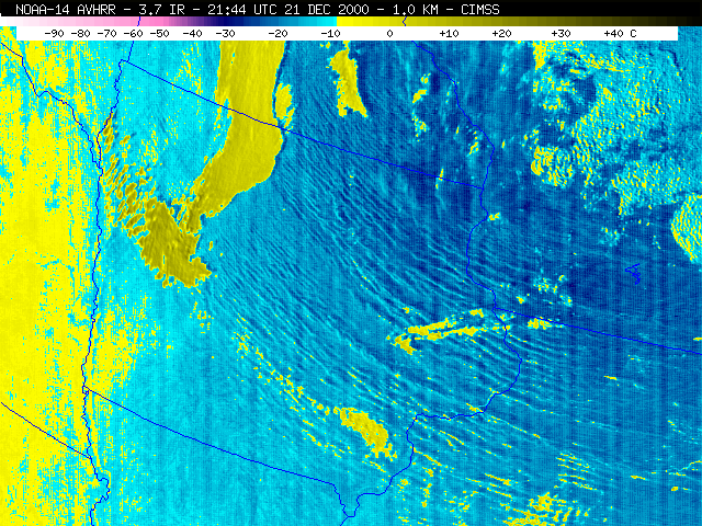 NOAA-14 AVHRR 3.7 �m IR  2144 UTC  21 December 2000
