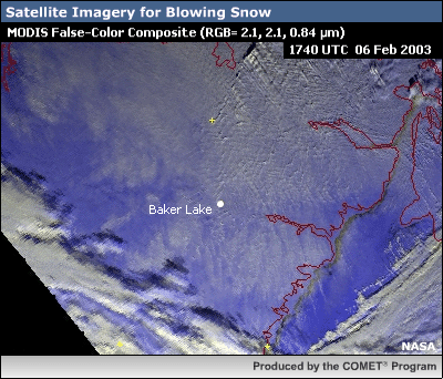 MODIS false-color composite 1740 UTC 06 February 2003